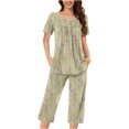 thumbnail image 1 of Rbaofujie Pyjama d'Été pour Femmes Femmes Décontracté Boutons Col Rond Manches Courtes Blouse Mode Poches Pantalon Ensemble de Pyjama Pyjama Mignon, 1 of 5