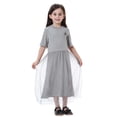 thumbnail image 1 of HXWCHs Robe Fille Élégante Style Ethnique Longue Robe pour Filles Célébrations Col Rond Manche Courte Longueur au Sol Tenue Formelle Gris 100, 1 of 3