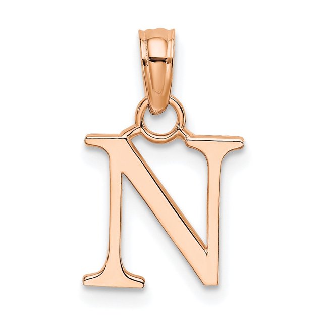Diamond2Deal 14K Rose Gold Block Letter N Initial Pendant for Women