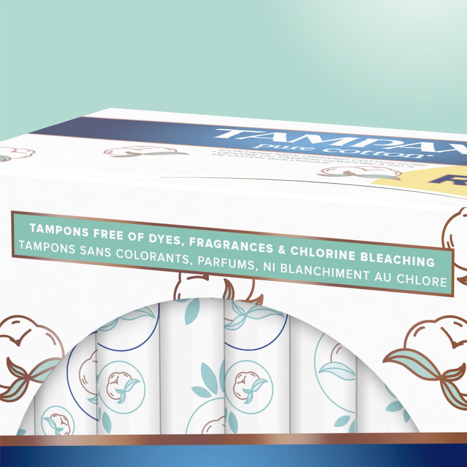 Tampax Tampons en Coton Pur, Contient un Cœur en Coton Biologique à 100 %, Absorption Régulière/super, Sans Parfum