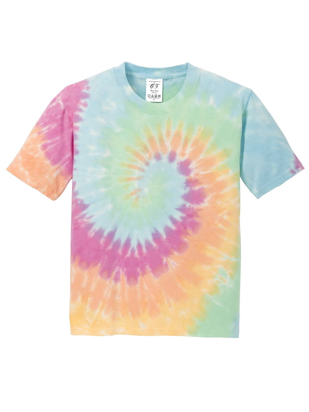 Gravity Threads Youth Tie-Dye Short-Sleeve T-Shirt - Pastel Rainbow - X-Small