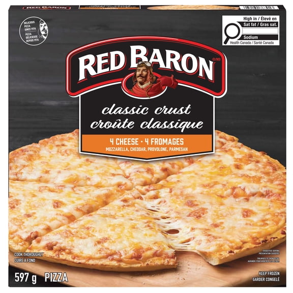 Pizza congelée Red Baron Four Cheese Classic Crust, 612 g Pizza glacée Red Baron Four Cheese Classic Crust 612 grammes