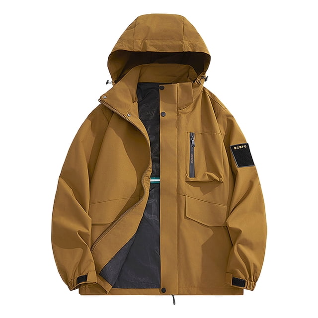PEONAVET Mens Jacket Men's Outdoor Windproof And Waterproof Long Sleeved Hooded Workwear Jacket Jacket