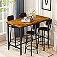 thumbnail image 3 of Lamerge Dining Table Set for 4 Bar Table and Chairs Set Industrial Counter Height Dining Table Set with 4 PU Upholstered Stools Kitchen Pub Table for Kitchen, Restaurant, Space Saving, Rustic Brown, 3 of 4