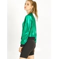 thumbnail image 4 of INSPIRE CHIC Women's Costume Stand Collar Metallic Zip Crop Length Bomber Jacket, 4 of 4