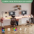 thumbnail image 3 of GloryStar U Shaped Home Office Desk, Reversible L Shaped Gaming Computer Desk with Power Outlets,126 Inch Computer Desk with Monitor Stand and LED Lights,Storage Shelves,Storage Bag and Hooks, 3 of 9