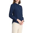 thumbnail image 4 of INSPIRE CHIC Women's Stand Collar Button Down Long Sleeve Shirts L Dark Blue, 4 of 6