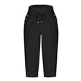 thumbnail image 4 of Timegard Womens Yoga Pants Drawstring High Waist Workout Cropped Pants Athletic Capri Pants with Pockets, 4 of 7