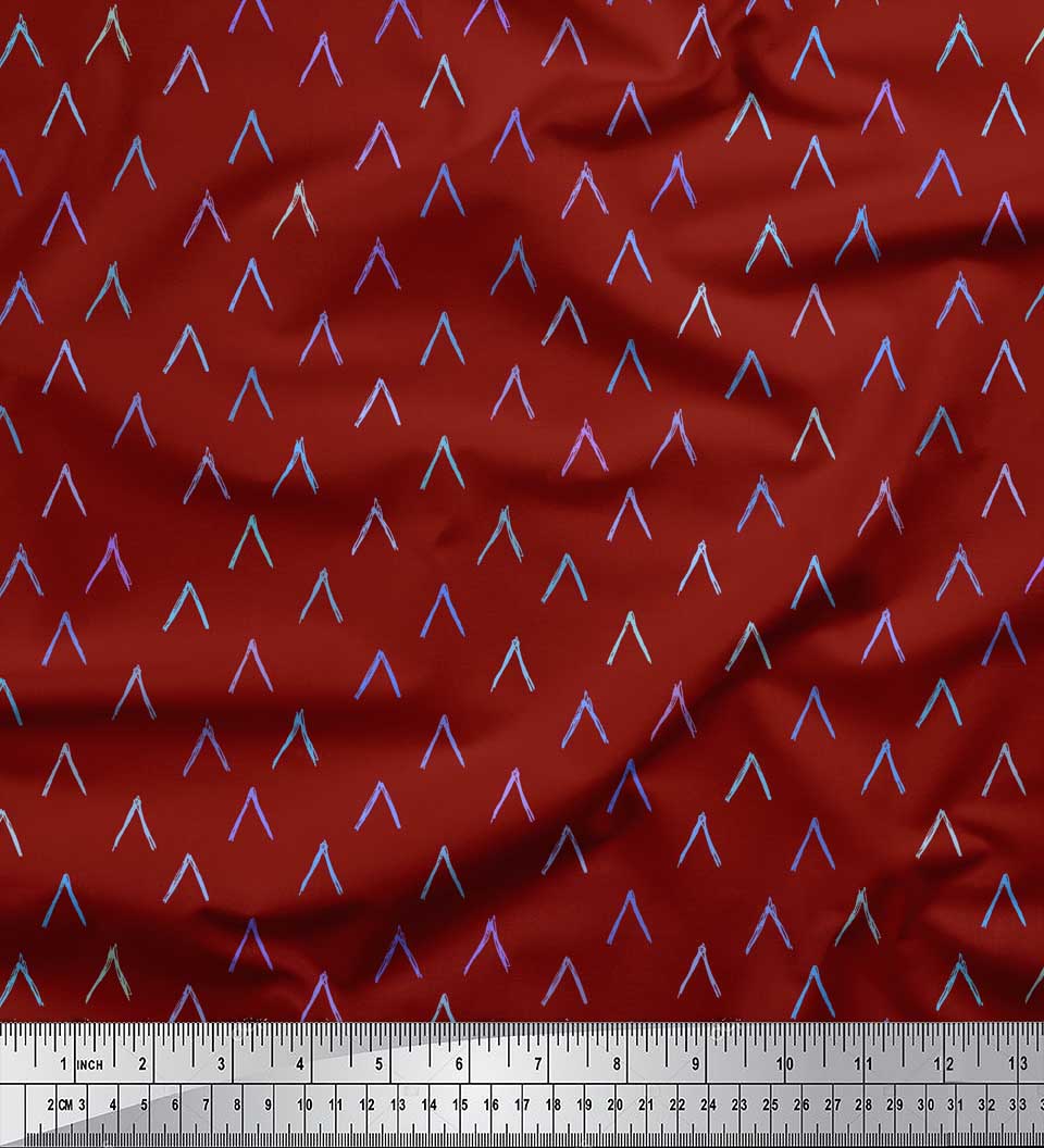 Soimoi Red Velvet Fabric Alphabet Text Print Fabric by the Yard 58 Inch Wide