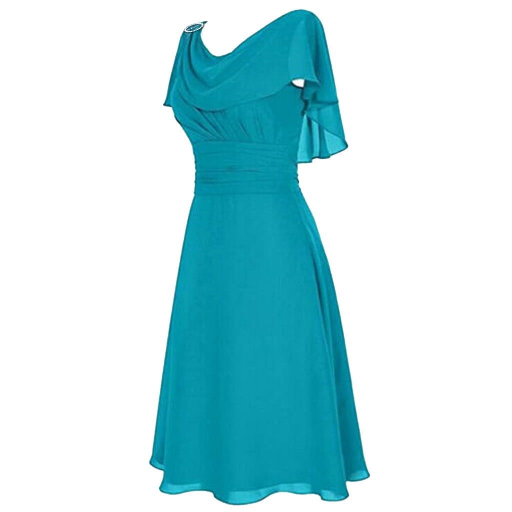 Bigersell Robes d'Automne pour Femmes 2024 Été Femme Col en V Manches Courtes Midi Robe de Cocktail Style D-127 Robes pour Dames Grande Taille Robes d'Été, Bleu P
