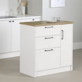 thumbnail image 1 of South Shor Furniture Toscano 3-Drawer Kitchen Island with Door, in White and Maple Nutmeg, 1 of 18