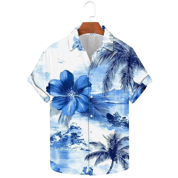 WAENQINLA Big and Tall Hawaiian Shirt for Men Casual Short Sleeve Button Down Shirts Summer Beach Printed Tropical Vacation Shirts