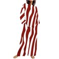 thumbnail image 2 of TIMIFIS Ensemble Rouge pour Femme 2 Pcs d'Automne Col Rond Manches Longues Chemises et Pantalon à Jambe Grand Tenues Décontractées Amples à Rayures Imprimées, 2 of 5