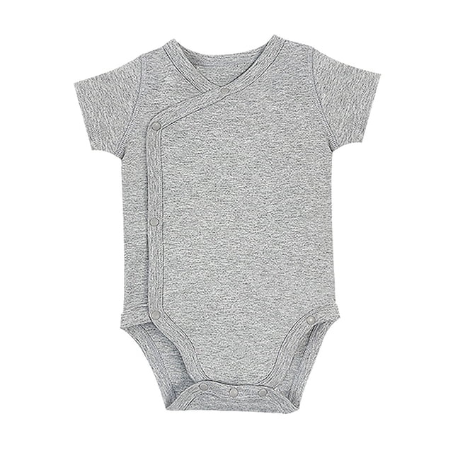 MIASHUI Baby Short Sleeve Side Snap Bodysuit Unisex Solid Color Soft Clothes,Grey,3-6 Months