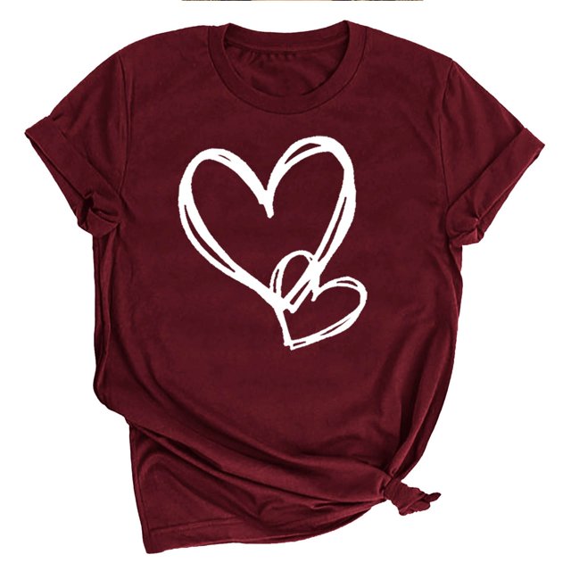 LSLJS T-shirt Imprimé « Lover Love » pour Femme à Col Rond, Manches Courtes, Haut, Cadeaux pour Femmes