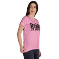 thumbnail image 2 of Inkmeso Relax I'M Vaxxed Drôle Pro-Vaccin T-shirt en Coton à Encolure Dégagée pour Femmes, 2 of 8