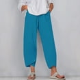 thumbnail image 1 of RXIRUCGD Women's Summer Comfortable Loose Wide Legged Fashion Solid Color Capris, Blue, Size: M, 1 of 5