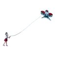 thumbnail image 2 of Milaget 1:64 Scale Miniature Kite Flying Figure Lightweight Multifunctional Handmade Red Dress Girl, 2 of 9