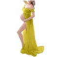 thumbnail image 2 of Offres du Jour TMOYZQ Robes de Maternité pour Femmes Épaules Dénudées Sans Bretelles Robe en Mousseline Fendue devant Robes Maxi Mode Robes Maxi pour Photographie, 2 of 7