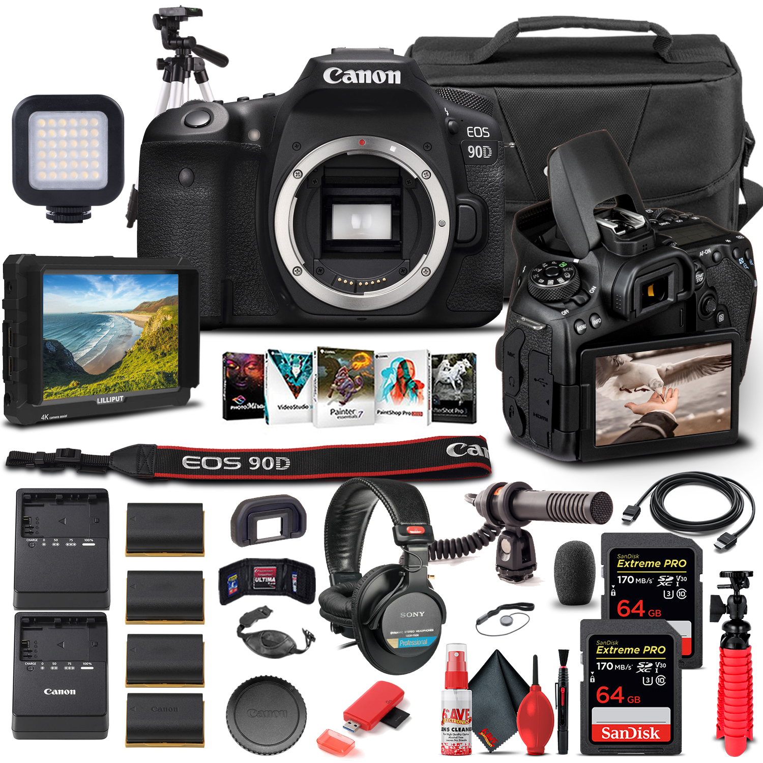 Canon EOS 90D Appareil Photo Reflex Numérique Boîtier Seul 3616C002 - Ensemble Pro