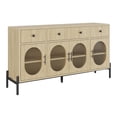thumbnail image 1 of Sideboard Cabinet with 4 Doors & 3 Drawers, Wooden Buffet Cabinet Coffee Bar Table with Adjustable Shelf, Storage Cabinet for Kitchen, Dining Room, Hallway, 1 of 8