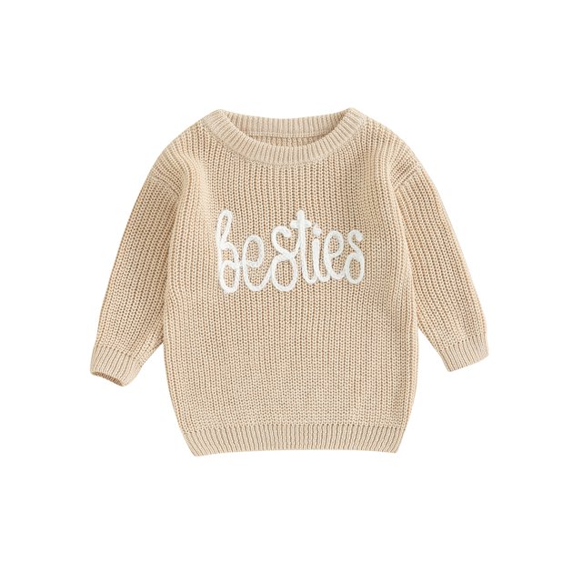 Faithtur Chandail d'Automne pour Bébé, Motif Lettre Jacquard Manches Longues Col Rond Chandail d'Hiver
