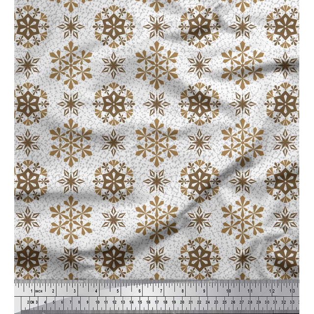 Soimoi Poly Georgette Tissu Flocons de Neige Imprimé Floral 1 Yard 52 Inch Wide