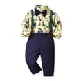 thumbnail image 1 of Baby Boy Spring Outfits Boys Spring Long Sleeve&Strap Pants Suit Outfit for Baby Toldders Printing, Photography Performance Set Baby Boy Gift Set, 1 of 9