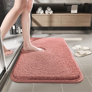 Bathroom Rugs Bath Mat Absorbent Microfiber Bath Rugs Non Slip Plush Shaggy Shower Mat For Bathroom Floor Tub Machine Washable Kitchen Mat Doormat White(24x16 Inch)