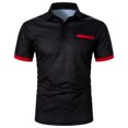 thumbnail image 1 of Birdeem Men Casual Button Short Sleeve Patchwork Turndown Pullover T-Shirt Tops, 1 of 9