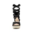 thumbnail image 2 of BLISSFUL STEP Chaussures pour Femmes Espadrilles à Lacets Sandales Compensées à Plateforme Noir 9, 2 of 8