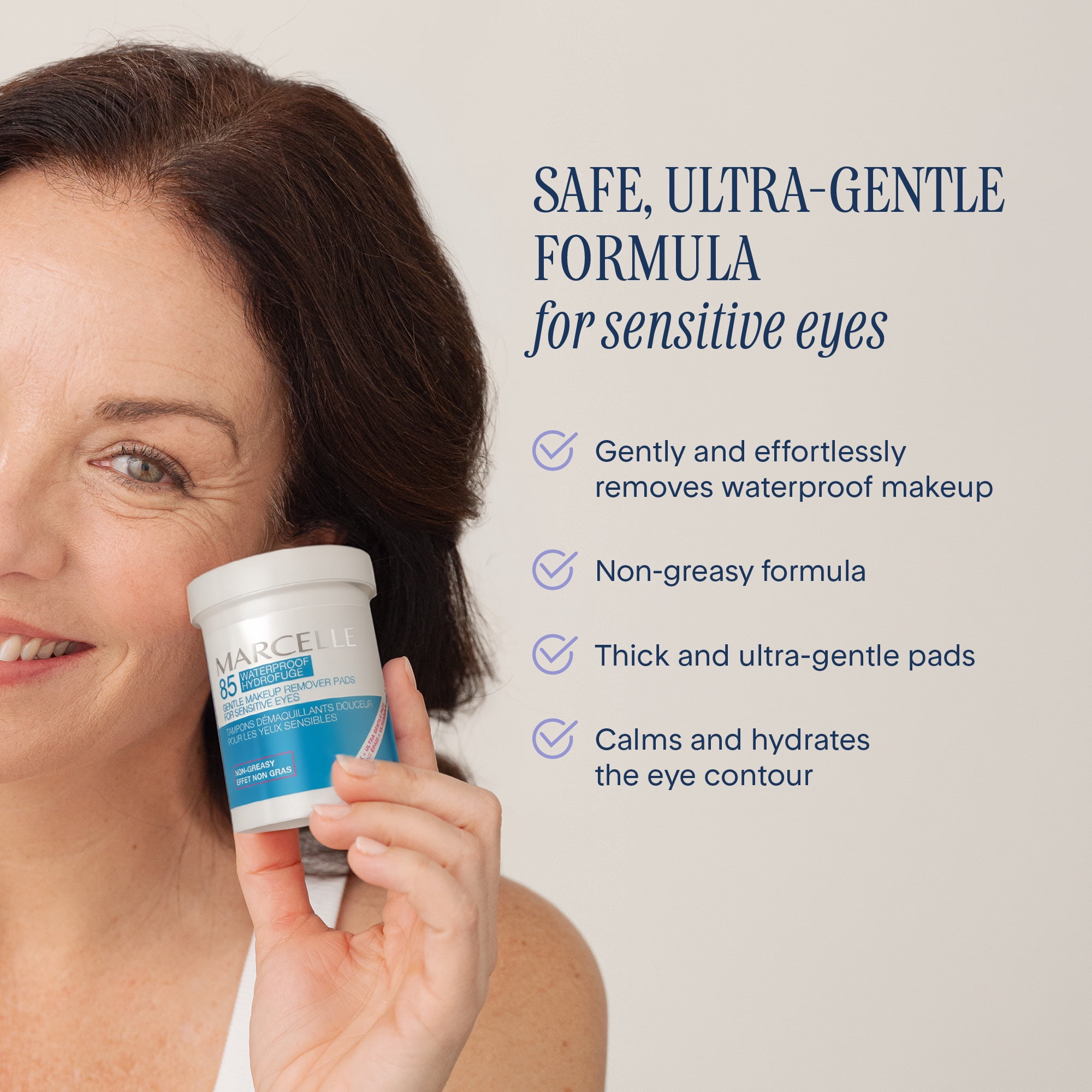 Marcelle Gentle Makeup Remover Pads for Sensitive Eyes, 85 pads