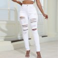 thumbnail image 2 of Soki Womens Jeans Distressed Skinny High Waist Ripped Denim Pants with Zipper, 2 of 9