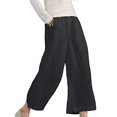 thumbnail image 1 of RKSTN Womens Pants Multiple Solid Color Cotton Linen Loose Casual Wide Leg Capris Loose Comfortable Pants, 1 of 6