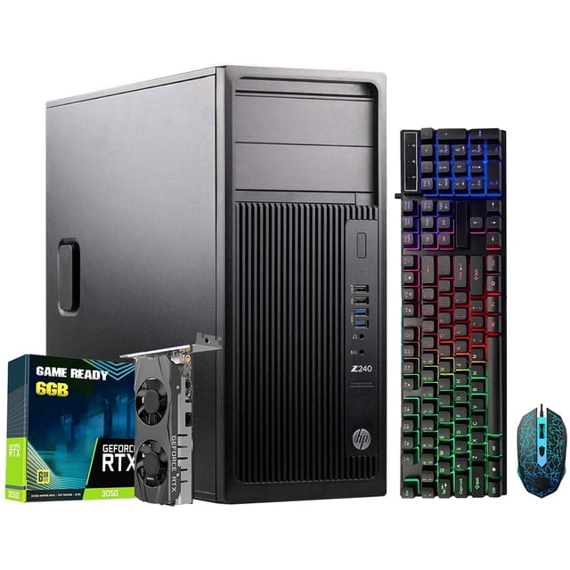 HP Z240 Tower Fast performance Workstation Gaming Desktop PC Computer - RTX 3050 6GB GPU| Intel Core i5 6th gen | 16GB DDR4 RAM| 2TB SSD| Windows 10 Pro| Gaming Keyboard and Mouse-Bluetooth Adapter