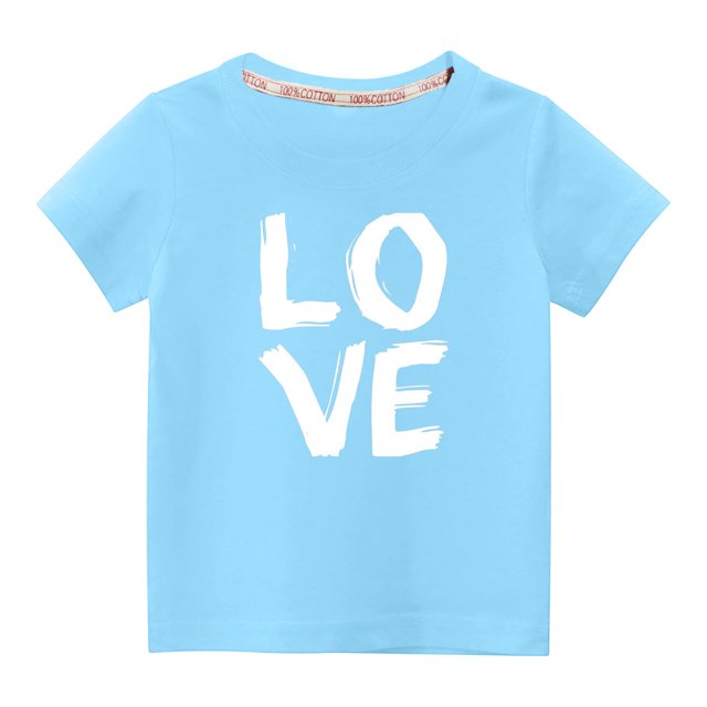 Penkiiy Tout-Petits Enfants Garçons Filles Mode Mignon Col Rond Imprimé Manches Courtes Haut 3-4 Ans Bleu