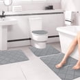 thumbnail image 4 of 4 Piece Bathroom Rug Set with Non Slip Foam Cushioned Mats,Water Absorbent and Machine Washable,Soft Velvet Fleece for Bathtub and Toilet,Home Decor, 4 of 7
