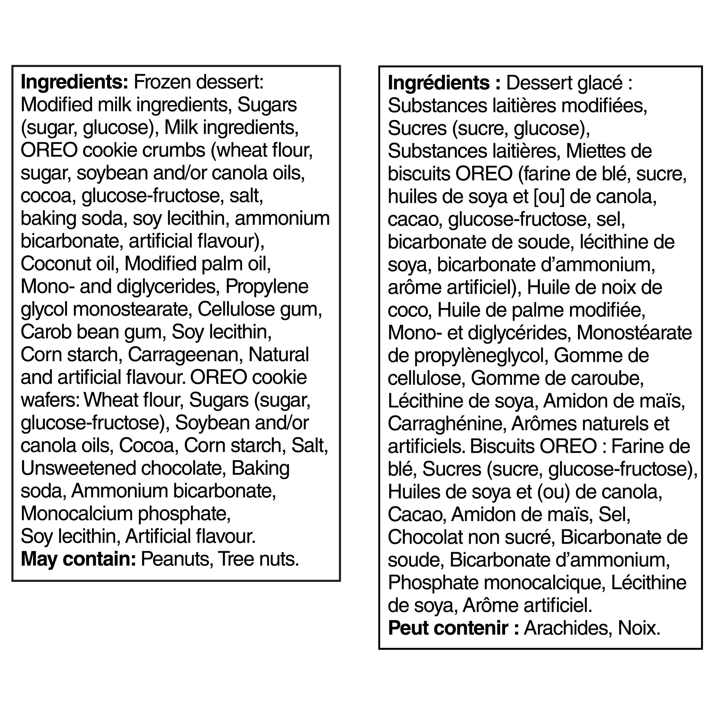 CHRISTIE OREO Sandwichs au dessert glacé, dessert glacé à saveur de crème avec morceaux d’OREO 4 x 125 ml