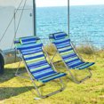 thumbnail image 4 of Costway Ensemble de 2 Chaises de Plage Portatives Chaise Longue à 3 Positions avec Appuie-Tête Bleu, 4 of 10