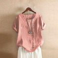 thumbnail image 2 of WEIYLL Womens T-Shirts Plus Size Linen Loose Tunic Breathable Boho Solid Pink Tees Sizes S, 2 of 3