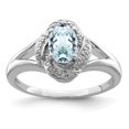 thumbnail image 1 of Bague en Argent Sterling Rhodié Diamant & Aigue-Marine Taille 9, 1 of 2