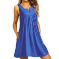 thumbnail image 1 of Innerwin Mini Robe Bouton Femme Robe d'Été Plage Solide Ample Bohème Bleu Clair m, 1 of 4