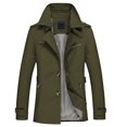 thumbnail image 2 of CEHVOM Men Casual Solid Turndown Single-breasted Windbreaker Side Slit Pocket Multi-button Coat Sales, 2 of 2