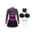 thumbnail image 1 of iiniim Enfants Filles Halloween Cheer Leader Costume Carnaval Cheerleading Robe de Danse Uniformes Tenues Rose Vif&Blanc 10, 1 of 5