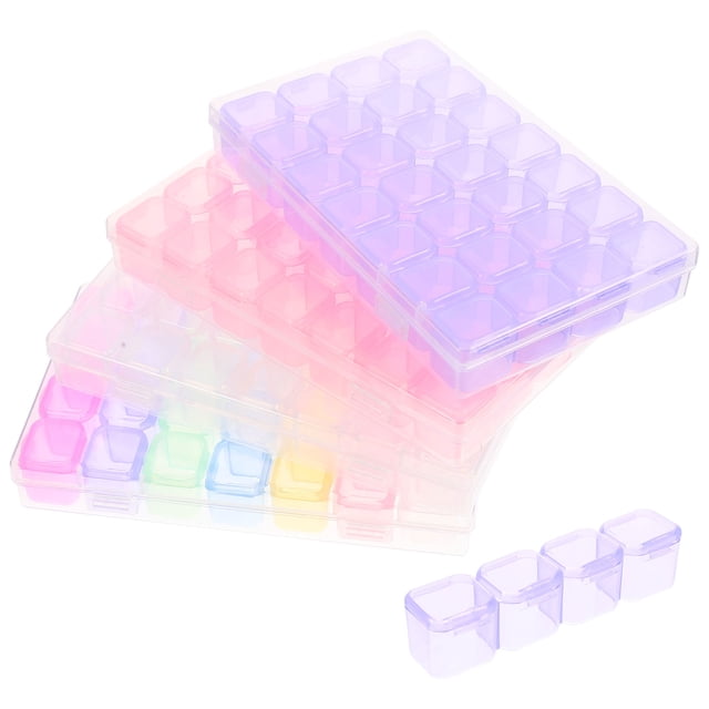 4Pcs Desktop Headgear Organizer Independent Grid Makeup Box Bathroom Organizer Clear Makeup Holder
