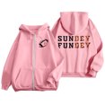 thumbnail image 1 of WEAIXIMIUNG Chandail en Molleton pour Femmes Graphique Mode Rugby Imprimé Fermeture Éclair Manches Longues Poche Cordon Décontracté Sport Chandail à Capuchon (5), 1 of 6