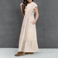 thumbnail image 4 of Yanlir Robe Décontractée pour Filles, Manches Courtes, Col Rond, Imprimé Mode, Robe d'Été avec Poches pour Confort Quotidien, 6-13 Ans (Beige, 8-9 Ans), 4 of 7