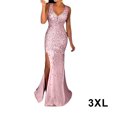 thumbnail image 1 of VONKY Robe de Soirée Tenue de Fête Vêtements de Fête V Cou Cocktail Sans Manches Robes de Bal de Dame Rose XXXL, 1 of 6