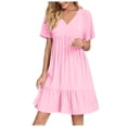 thumbnail image 1 of Yuyuzo Tenue de Robe Formelle pour Femmes Élégante à Manches Courtes Robe de Plage Robe Cocktail à Volants Soirée Bal Robe Courte, 1 of 7