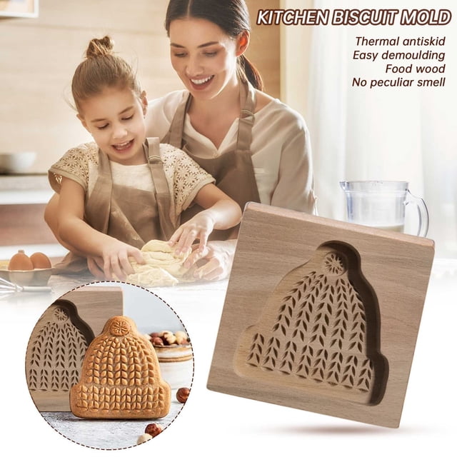 Oleegame 1PC Cookie Mold DIY Baking Moulds Wooden Cookie Cookie Moulds Embossing Craft Decorative Baking Tools For Christmas Thanksgiving Christmas Kitchen